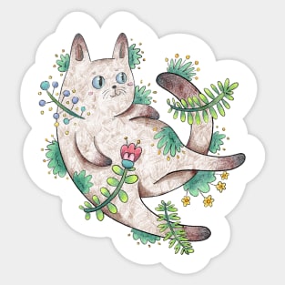 Fat Cat on his Floral Bum Sticker